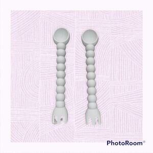 Baby Spoon and Fork Ryan & Rose 2 Pack Grey Soft Silicone BPA & Latex Free